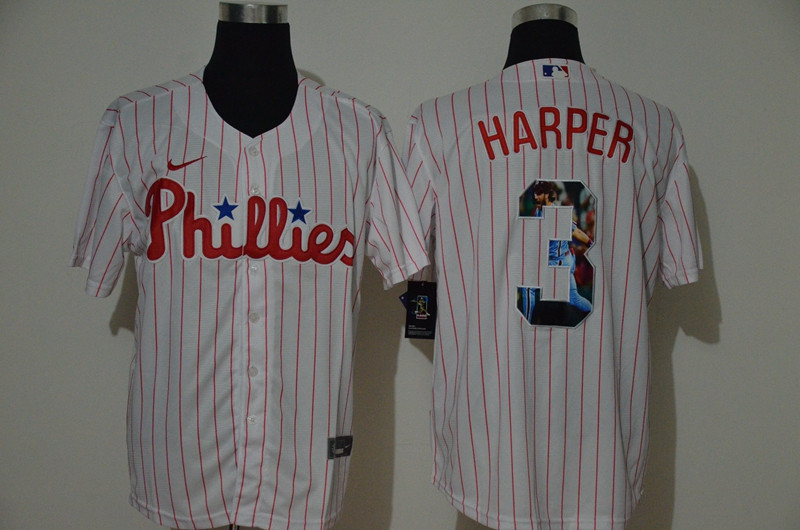 Phillies 3 Bryce Harper White Nike Cool Base Player Jersey