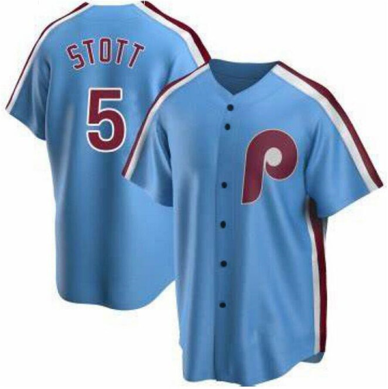 Phillies 5 Bryson Stott Blue Nike Cool Base Jersey