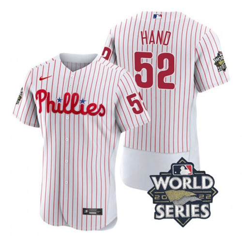 Phillies 52 Brad Hand White Nike 2022 World Series Flexbase Jersey