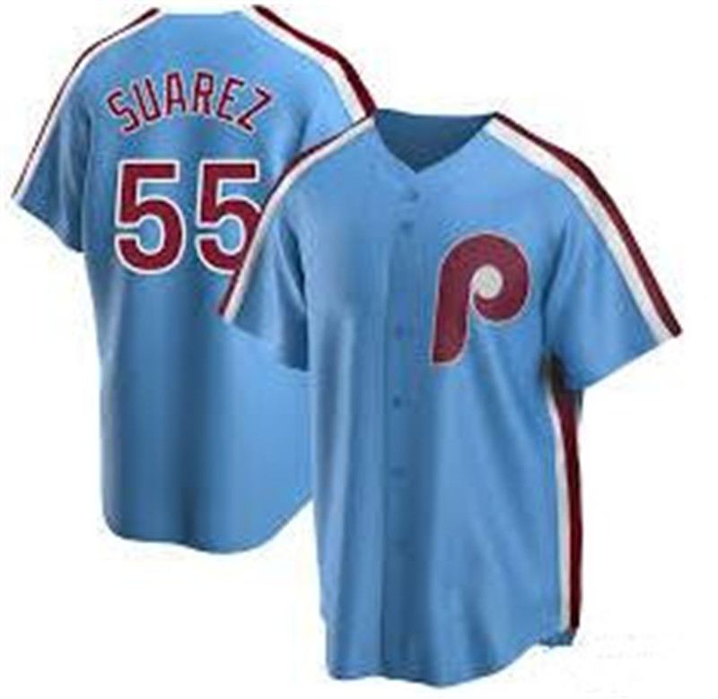 Phillies 55 Ranger Suarez Blue Nike Cooperstown Collection Jersey