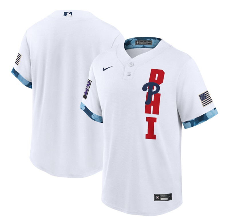 Phillies Blank White Nike 2021 MLB All Star Cool Base Jersey