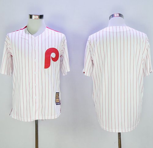Phillies Blank White Red Strip Cooperstown Stitched MLB Jersey