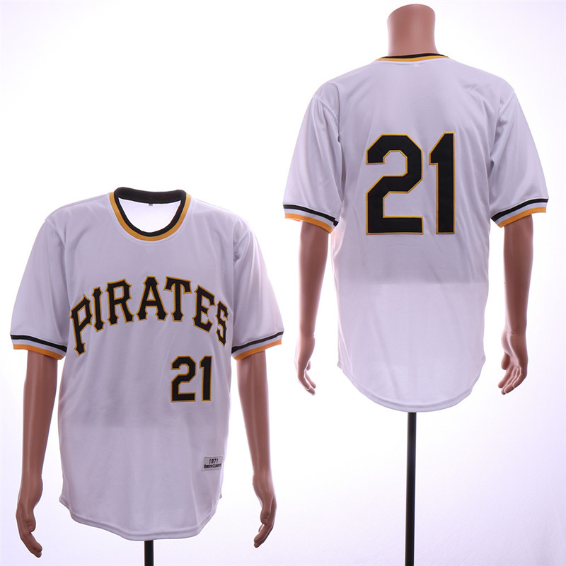 Pirates 21 Roberto Clemente White 1971 Throwback Jersey