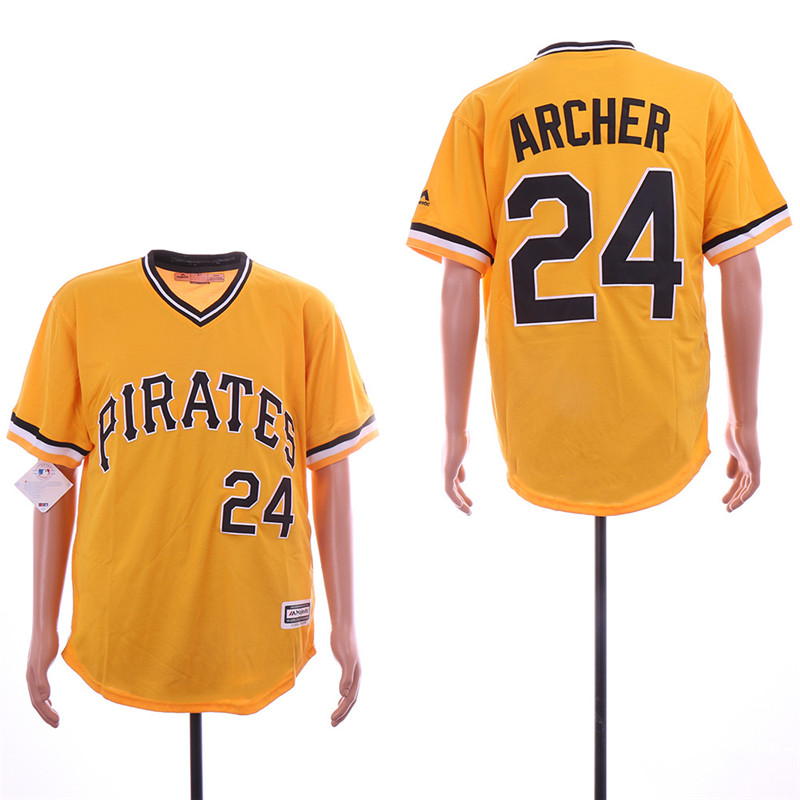 Pirates 24 Chris Archer Yellow Throwback Flexbase Jersey