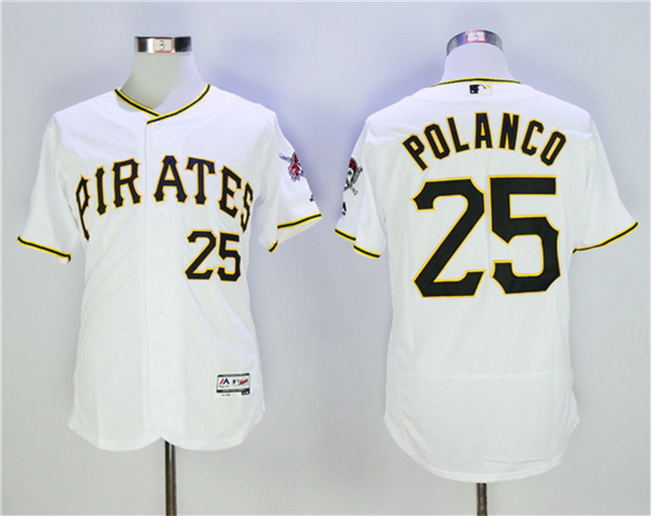 Pirates 25 Gregory Polanco White Flexbase Jersey