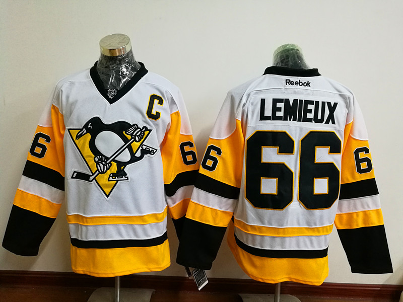 Pittsburgh Penguins 66 Mario Lemieux White New Away Stitched NHL Jersey