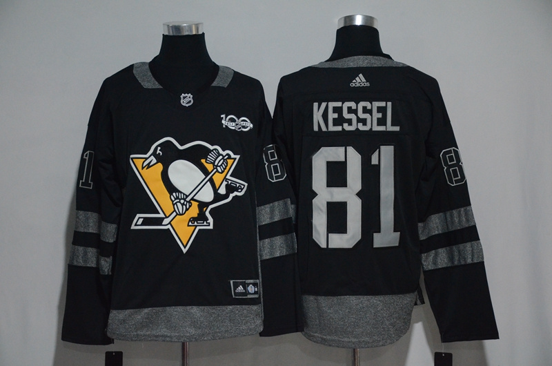 Pittsburgh Penguins 81 Phil Kessel Premier Black 1917-2017 100th Anniversary NHL Jersey