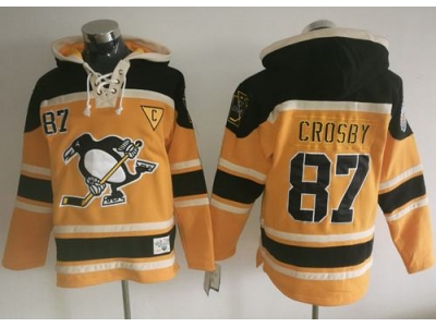 Pittsburgh Penguins 87 Sidney Crosby Gold Sawyer Hooded Sweatshirt Stitched NHL Jersey