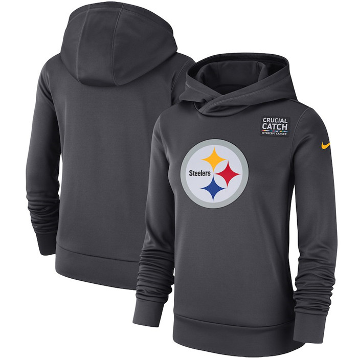Pittsburgh Steelers Anthracite Women's  Crucial Catch Performance Hoodie