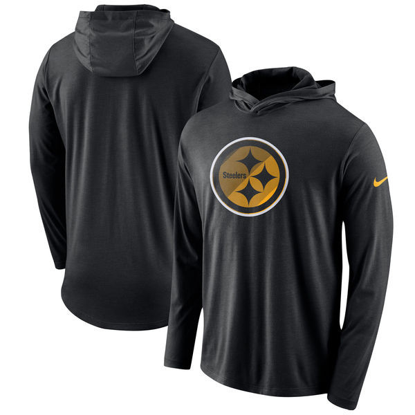 Pittsburgh Steelers  Blend Performance Hooded Long Sleeve T Shirt Black