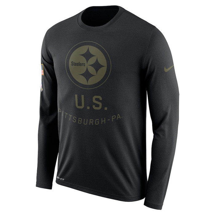 Pittsburgh Steelers  Salute to Service Sideline Legend Performance Long Sleeve T Shirt Black