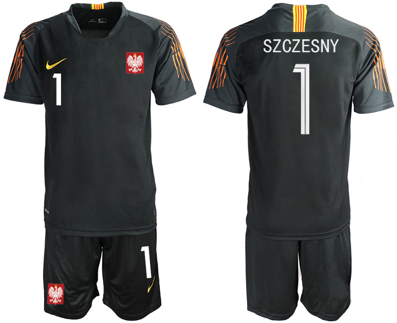 Poland 1 SZCZESNY Black 2018 FIFA World Cup Goalkeeper Soccer Jersey