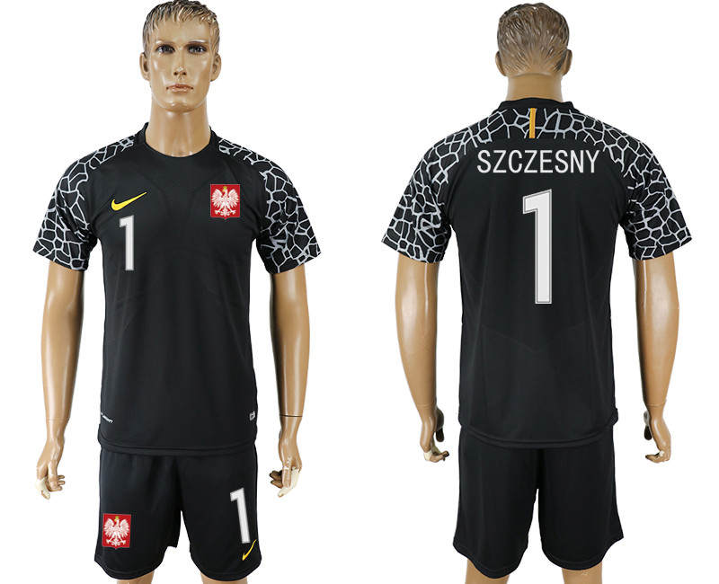 Poland 1 SZCZESNY Black Goalkeeper 2018 FIFA World Cup Soccer Jersey