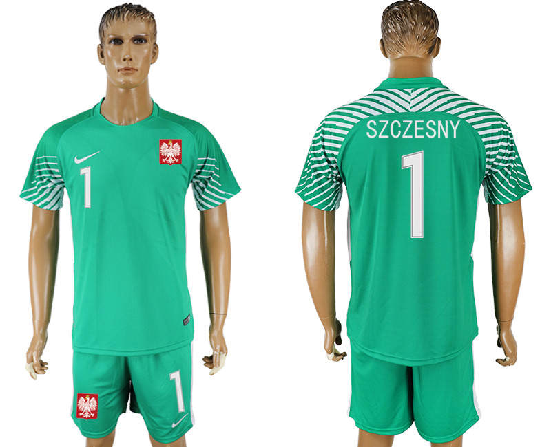 Poland 1 SZCZESNY Green Goalkeeper 2018 FIFA World Cup Soccer Jersey