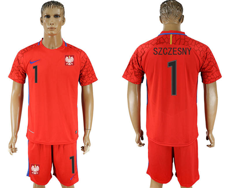 Poland 1 SZCZESNY Red Goalkeeper 2018 FIFA World Cup Soccer Jersey