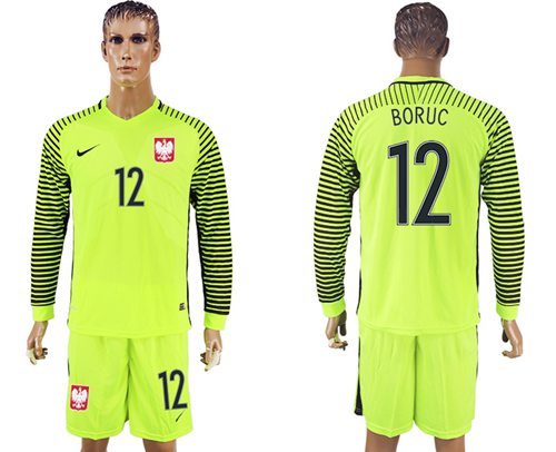 Poland 12 Boruc Green Long Sleeves Goalkeeper Soccer Country Jersey