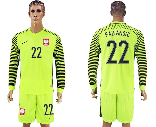 Poland 22 Fibianshi Green Long Sleeves Goalkeeper Soccer Country Jersey