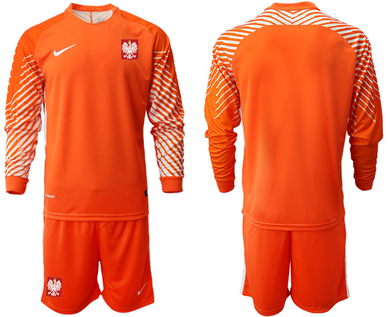 Poland Orange 2018 FIFA World Cup Long Sleeve Goalkeeper Soccer Jersey