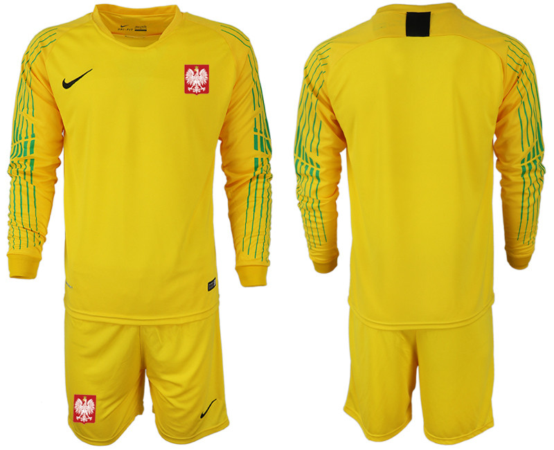 Poland Yellow 2018 FIFA World Cup Long Sleeve Goalkeeper Soccer Jersey