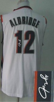 Portland Trail Blazers Revolution 30 Autographed 12 Lamarcus Aldridge White Stitched NBA Jersey