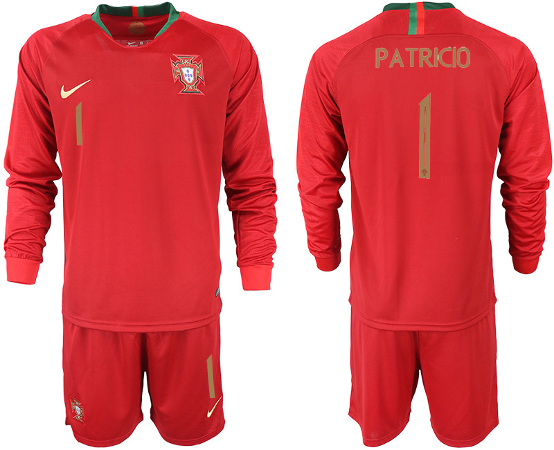 Portugal 1 PATRICIO Home 2018 FIFA World Cup Long Sleeve Soccer Jersey