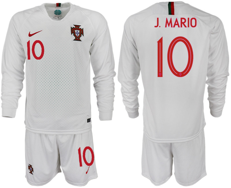 Portugal 10 J. MARIO Away 2018 FIFA World Cup Long Sleeve Soccer Jersey