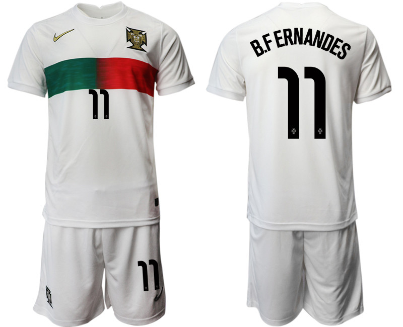 Portugal 11 B.FERNANDES Away 2022 FIFA World Cup Qatar Soccer Jersey