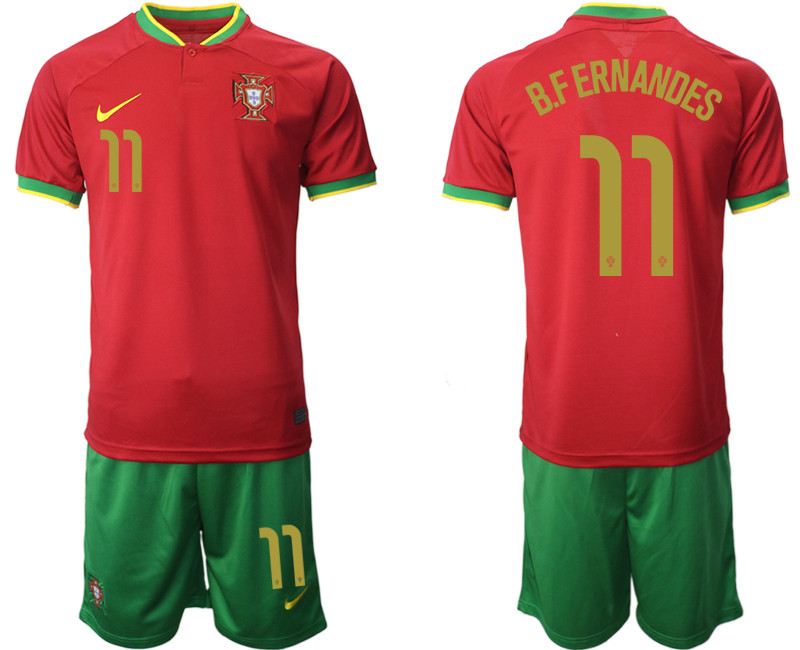Portugal 11 B.FERNANDES Home 2022 FIFA World Cup Qatar Soccer Jersey