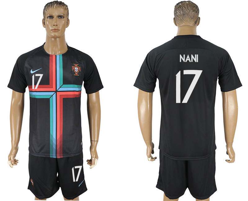 Portugal 17 NANI Black Training 2018 FIFA World Cup Soccer Jersey