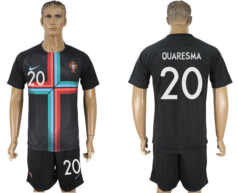 Portugal 20 QUARESMA Black Training 2018 FIFA World Cup Soccer Jersey