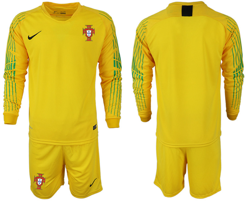 Portugal 2018 FIFA World Cup Yellow Goalkeeper Long Sleeve Soccer Jersey