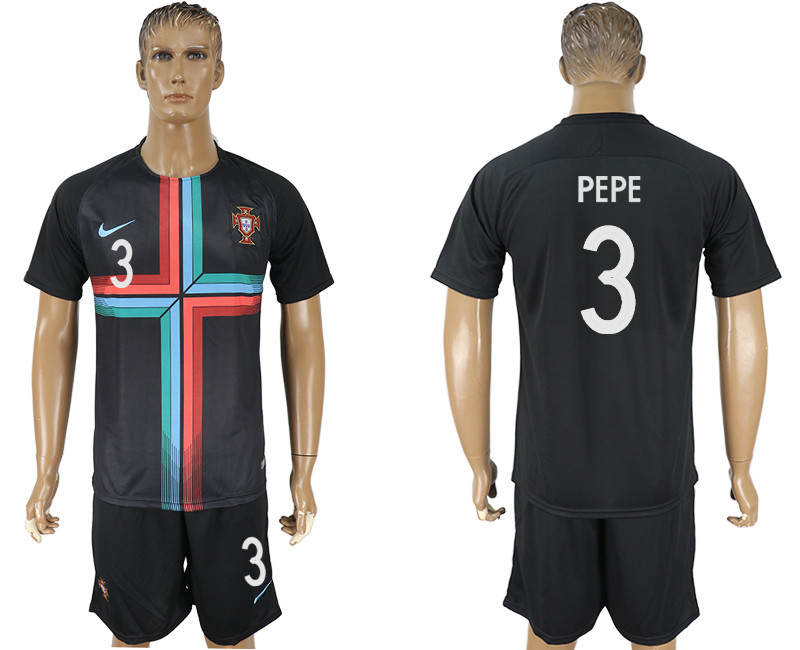 Portugal 3 PEPE Black Training 2018 FIFA World Cup Soccer Jersey