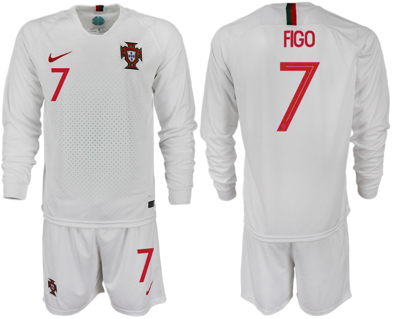 Portugal 7 FIGO Away 2018 FIFA World Cup Long Sleeve Soccer Jersey