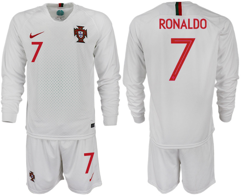 Portugal 7 RONALDO Away 2018 FIFA World Cup Long Sleeve Soccer Jersey