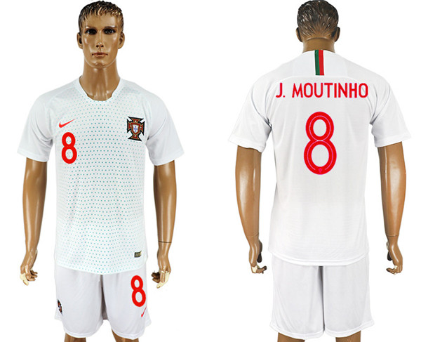 Portugal 8 J. MOUTINHO Away 2018 FIFA World Cup Soccer Jersey