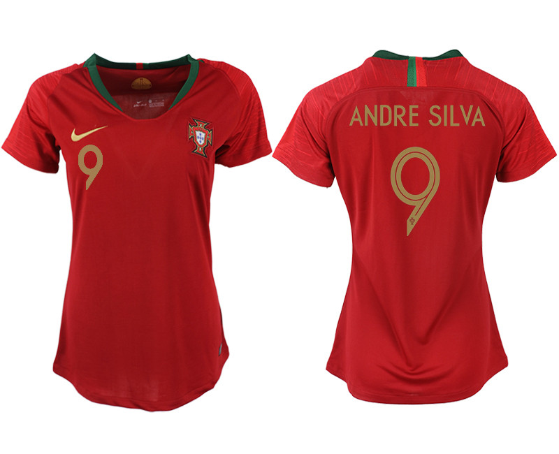 Portugal 9 ANDRE SILVA Home Women 2018 FIFA World Cup Soccer Jersey