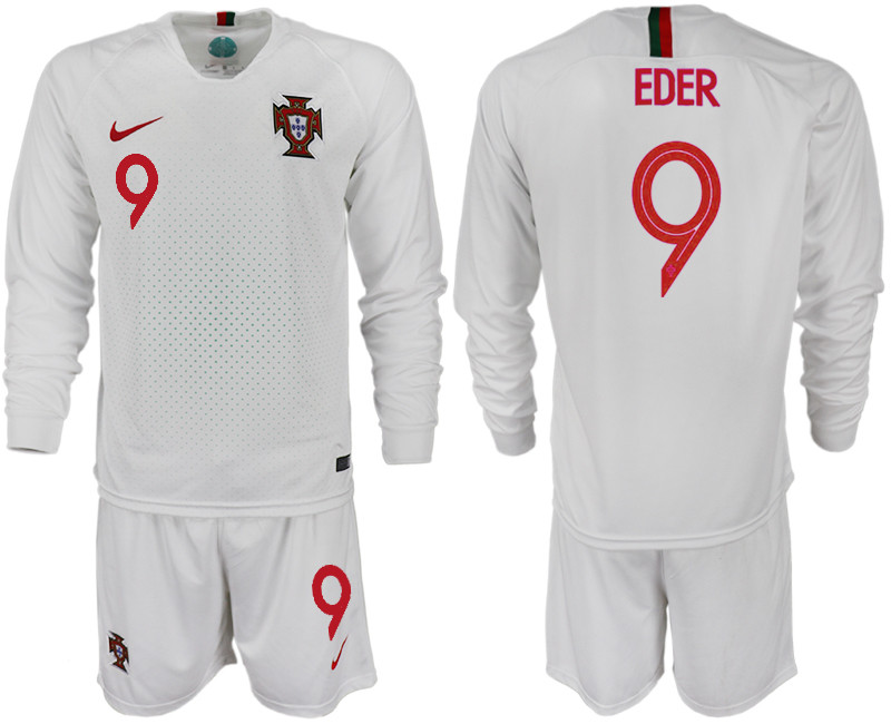 Portugal 9 EDER Away 2018 FIFA World Cup Long Sleeve Soccer Jersey