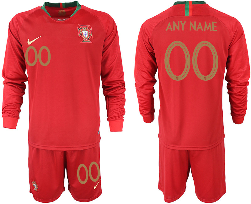 Portugal Home Customized Long sleeve Soccer Jersey