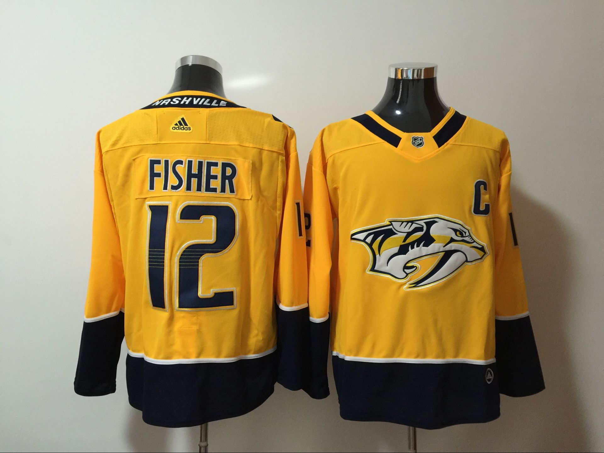 Predators 12 Mike Fisher Yellow  Jersey