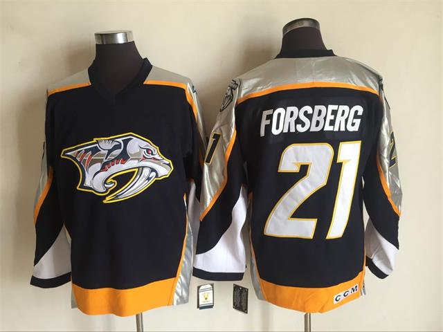 Predators 21 Peter Forsberg Black CCM Jersey