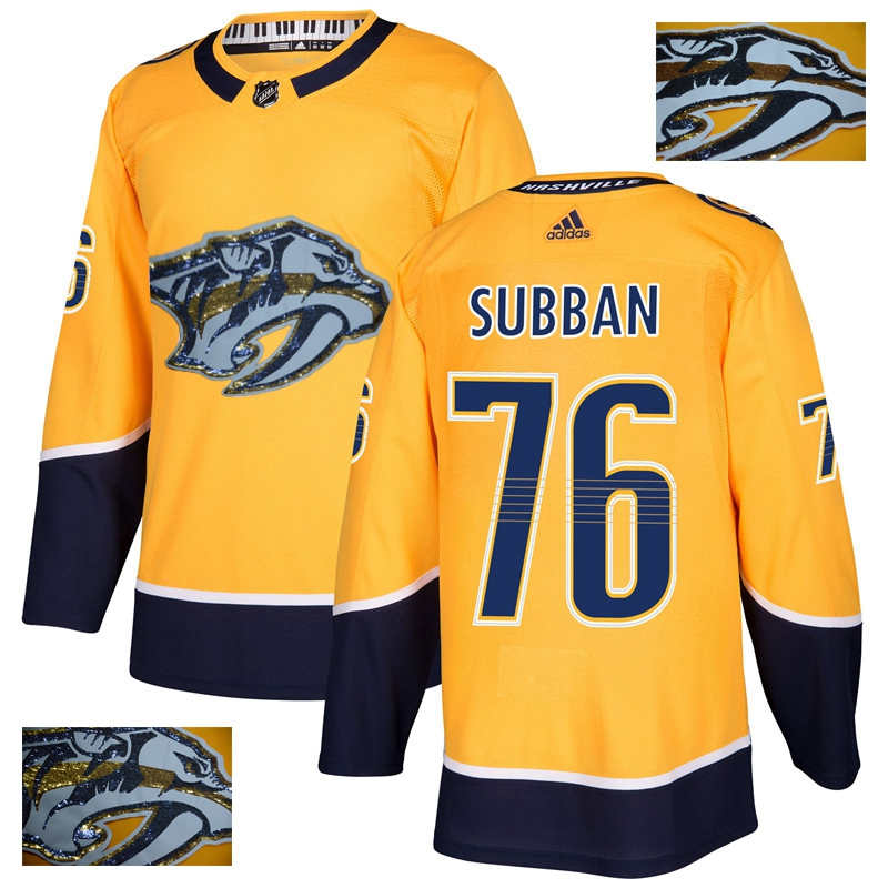 Predators 76 P.K Subban Gold With Special Glittery Logo  Jersey