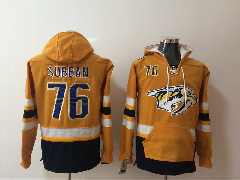 Predators 76 P.K. Subban Yellow All Stitched Hooded Sweatshirt