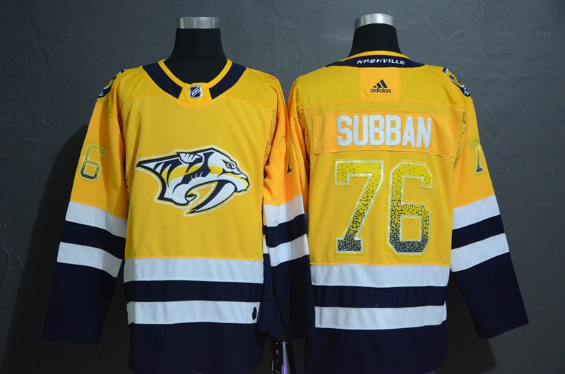 Predators 76 P.K. Subban Yellow Drift Fashion  Jersey