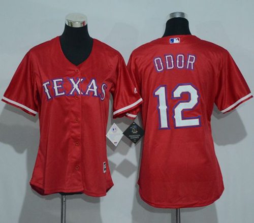 Rangers 12 Rougned Odor Red Women Alternate Stitched MLB Jersey