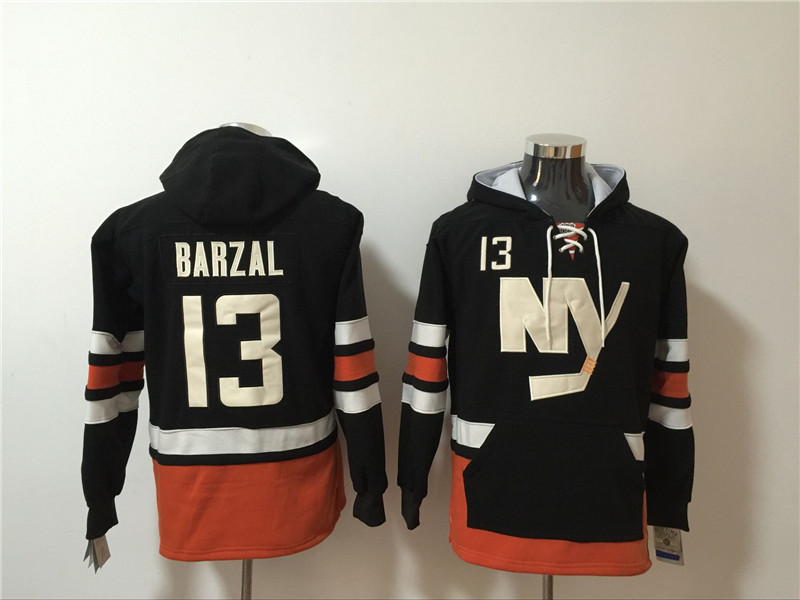 Rangers 13 Mathew Barzal Black All Stitched Hooded Sweatshirt