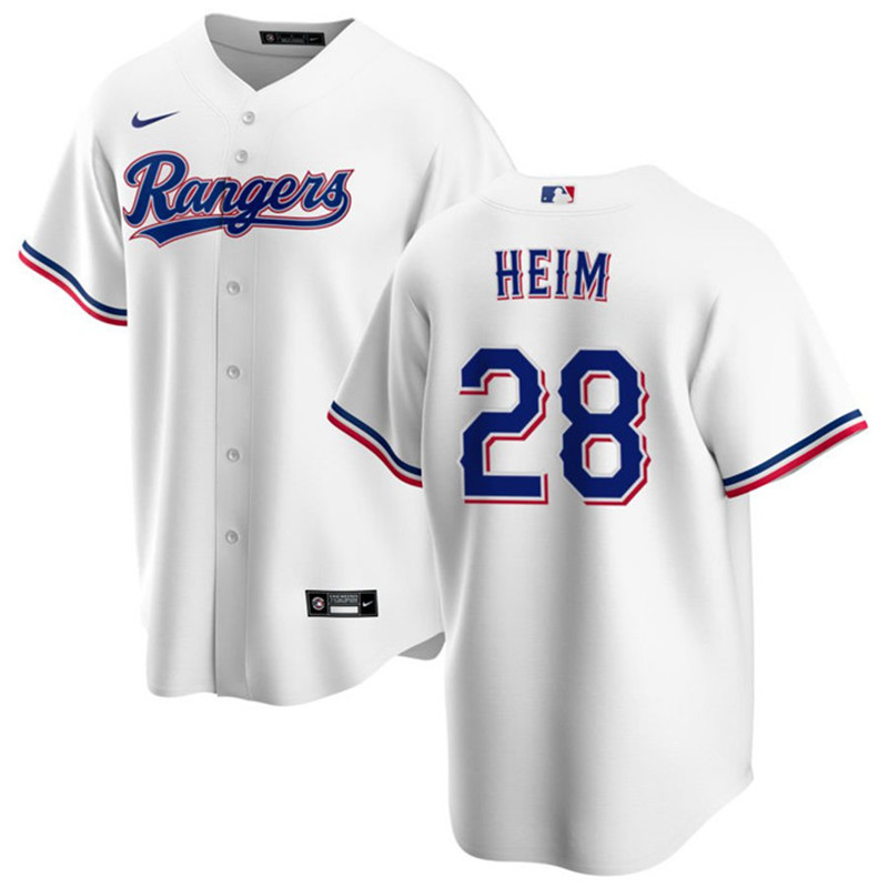 Rangers 28 Jonah Heim White Nike Cool Base Jersey