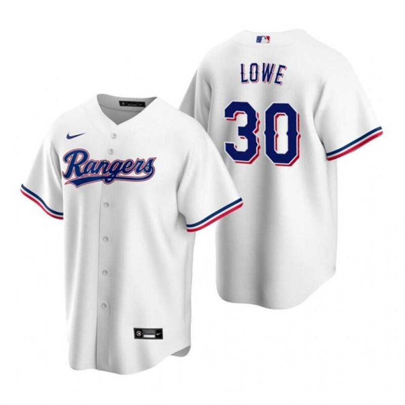 Rangers 30 Nathaniel Lowe White Nike Cool Base Jersey