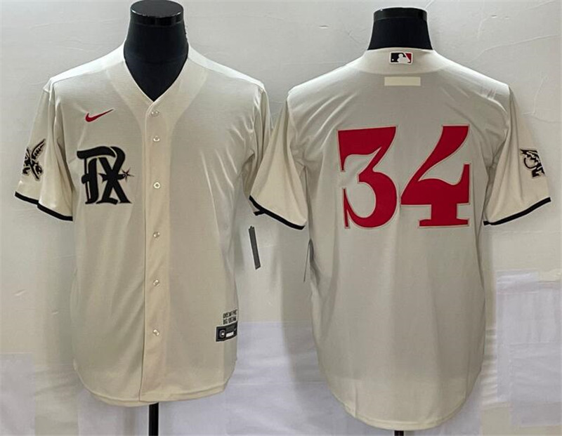 Rangers 34 Nolan Ryan Cream Nike 2023 City Connect Cool Base Jersey