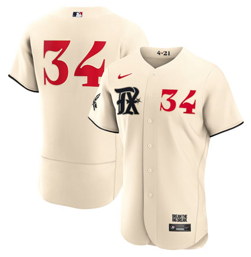 Rangers 34 Nolan Ryan Cream Nike 2023 City Connect Flexbase Jersey