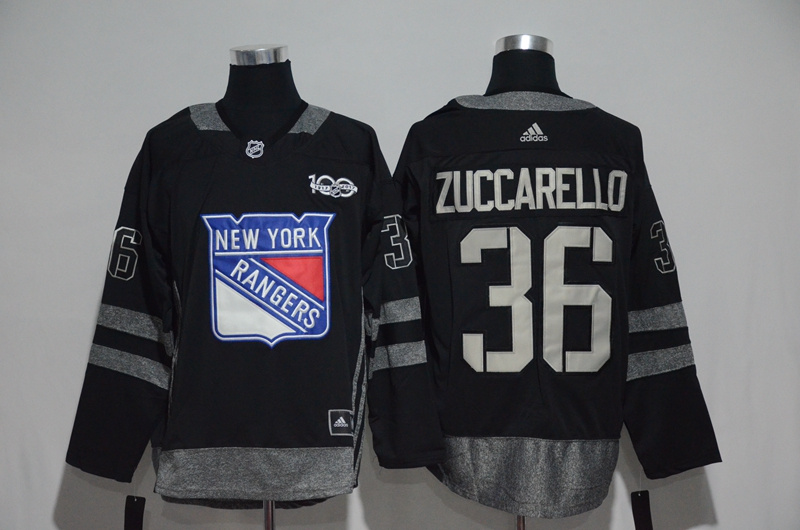 Rangers 36 Mats Zuccarello Black 1917 2017 100th Anniversary Stitched NHL Jersey